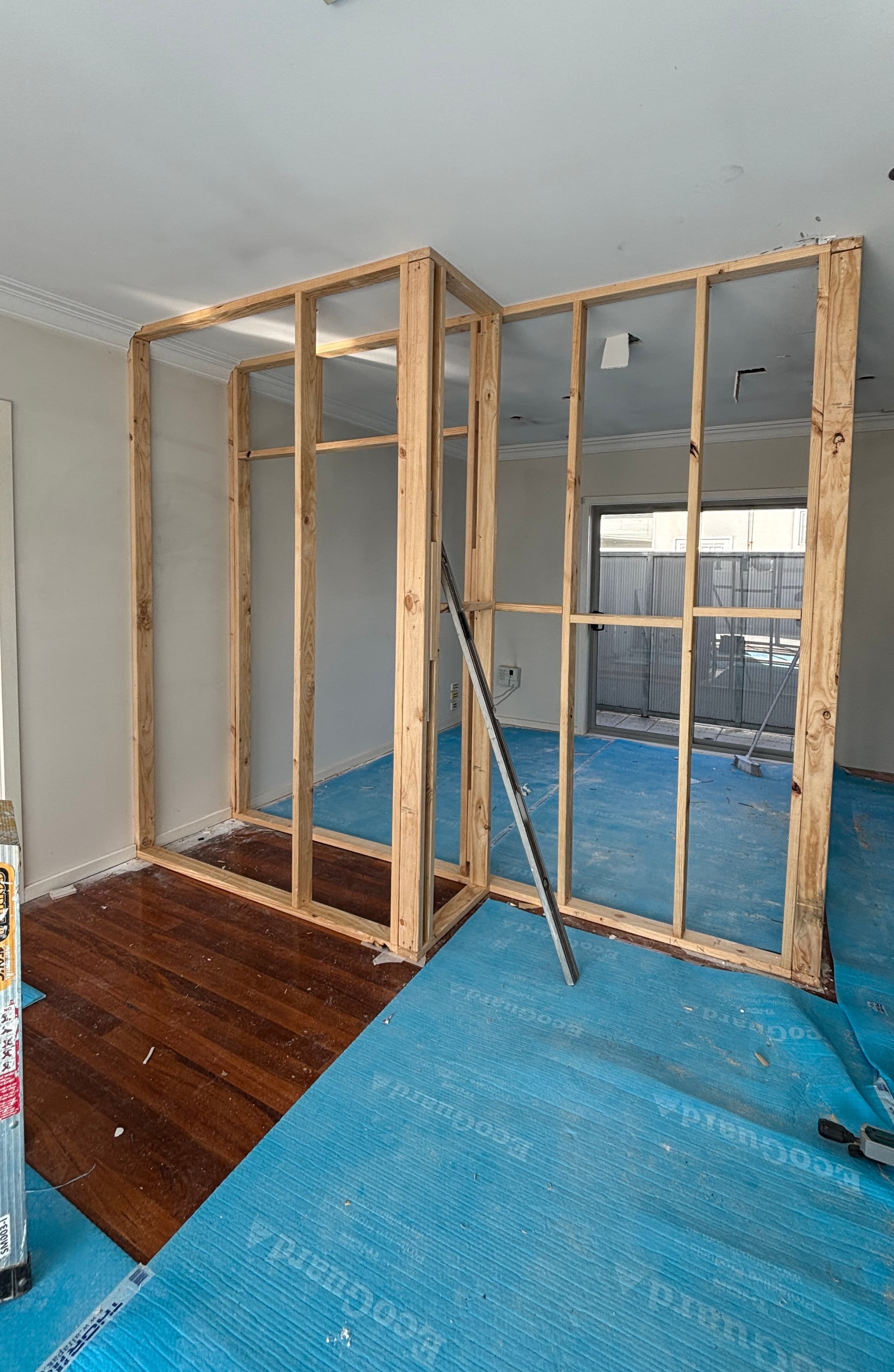 Internal partition walls being constructed during a Brunswick renovation