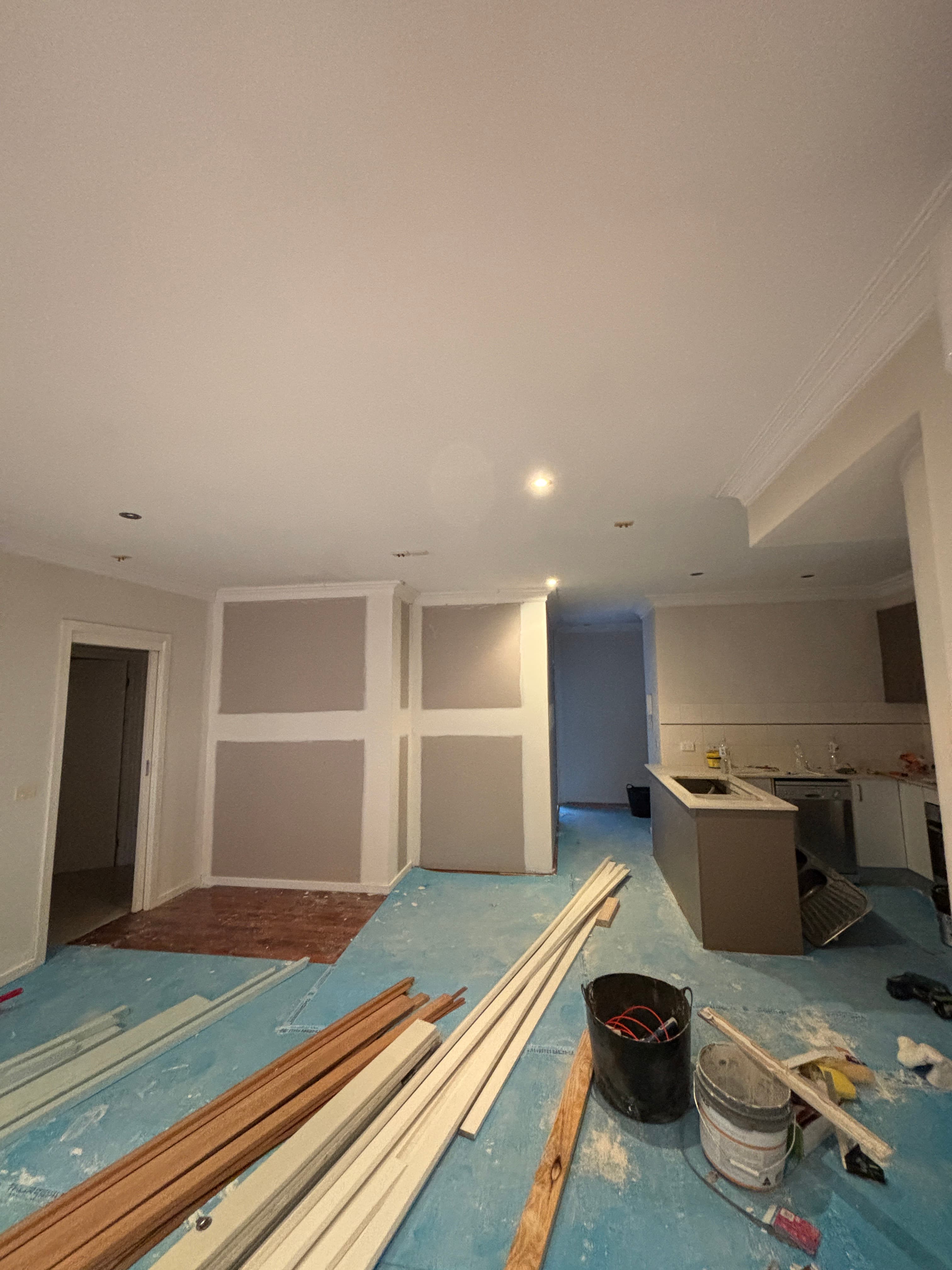 Internal wall constructed to divide an existing room